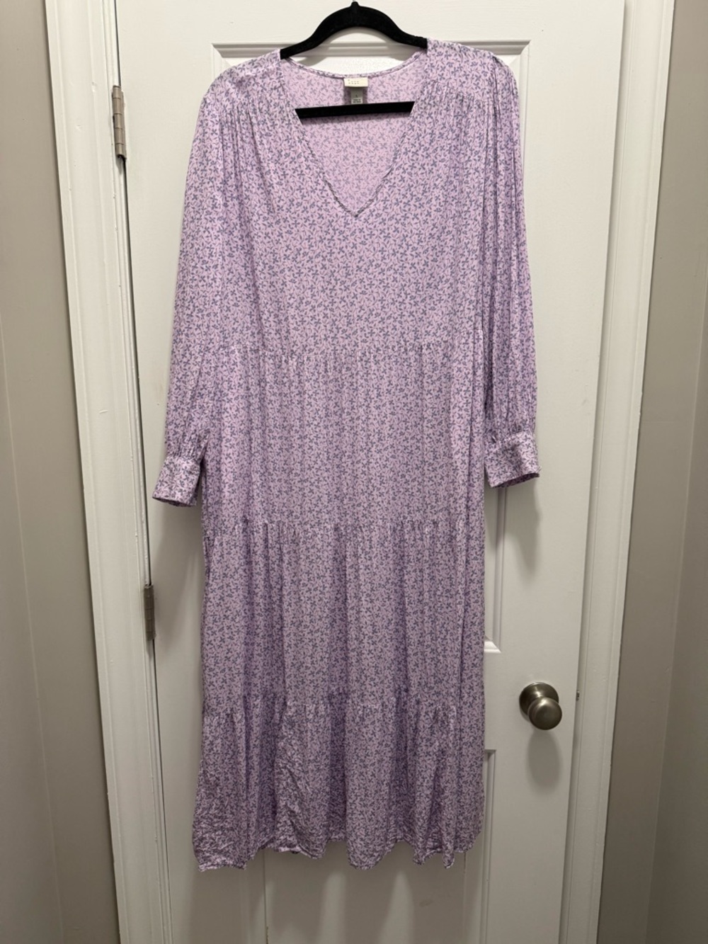 Target Lavender Floral Long-Sleeve Tiered Maxi Dress